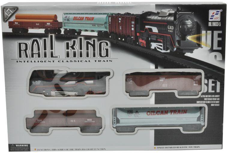 Kolejka Rail King Parowóz + 3 Wagony