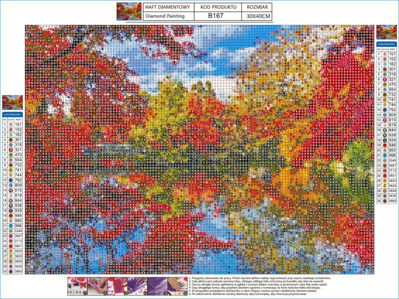 Haft Diamentowy, Obraz, Mozaika Diamentowa Diamond Painting, PARK JESIENIĄ 40x30cm