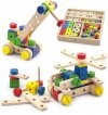 Drewniany zestaw konstrukcyjny Viga Toys 53 elementy w skrzynce