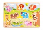 TOOKY TOY Drewniane Puzzle Zwierzęta z Pinezkami Do Dopasowania