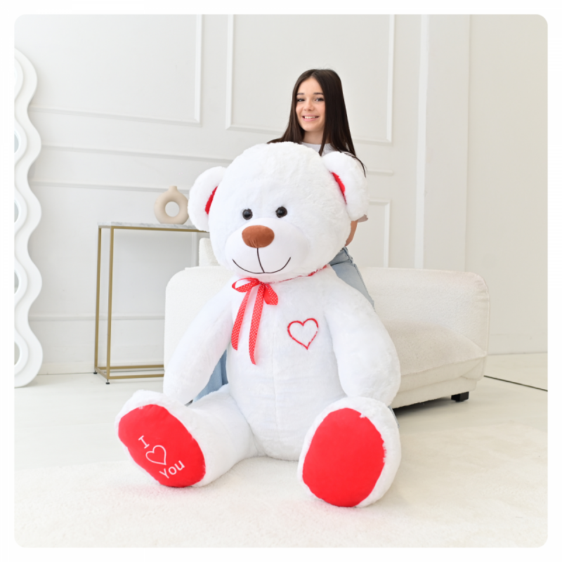 Miś Gigant 190 cm. BIAŁO - CZERWONY