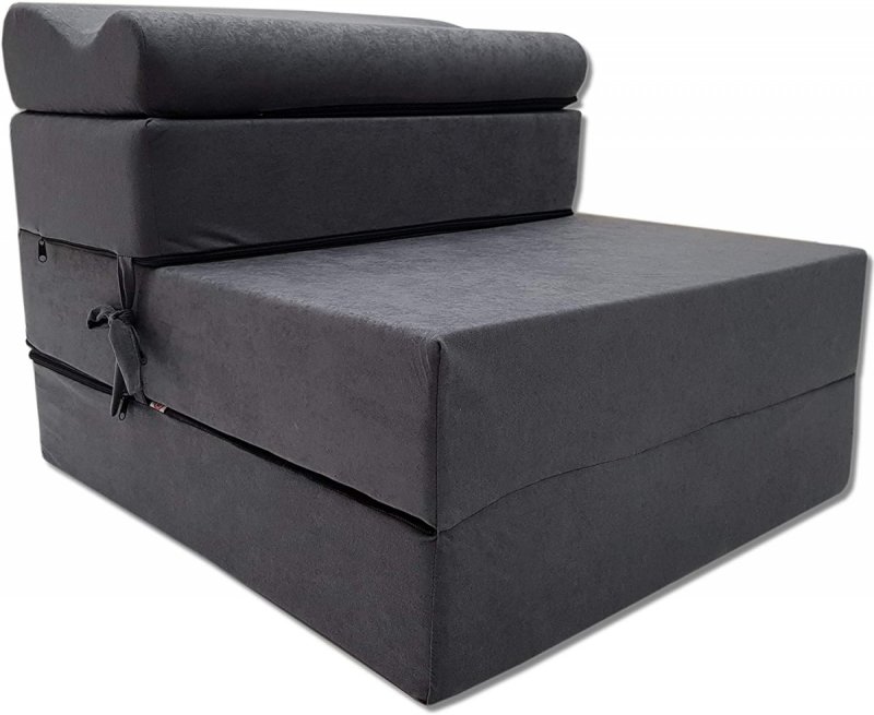 MATERAC TURYSTYCZNY SKŁADANY FOTEL 200x70x15cm - 2 w 1 SZARY