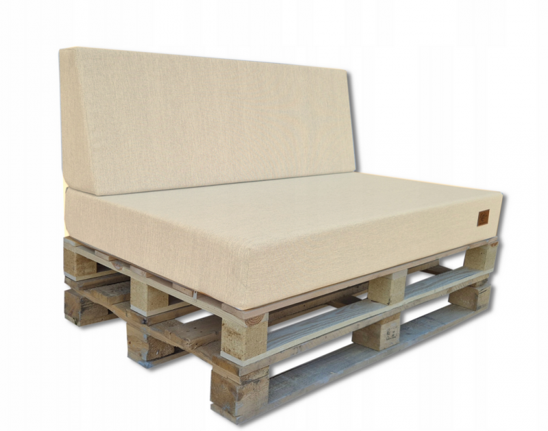 2 Poduszki Ogrodowe na Ławkę Palety Huśtawkę - poduchy 120x80 + 40 klin jasny beż
