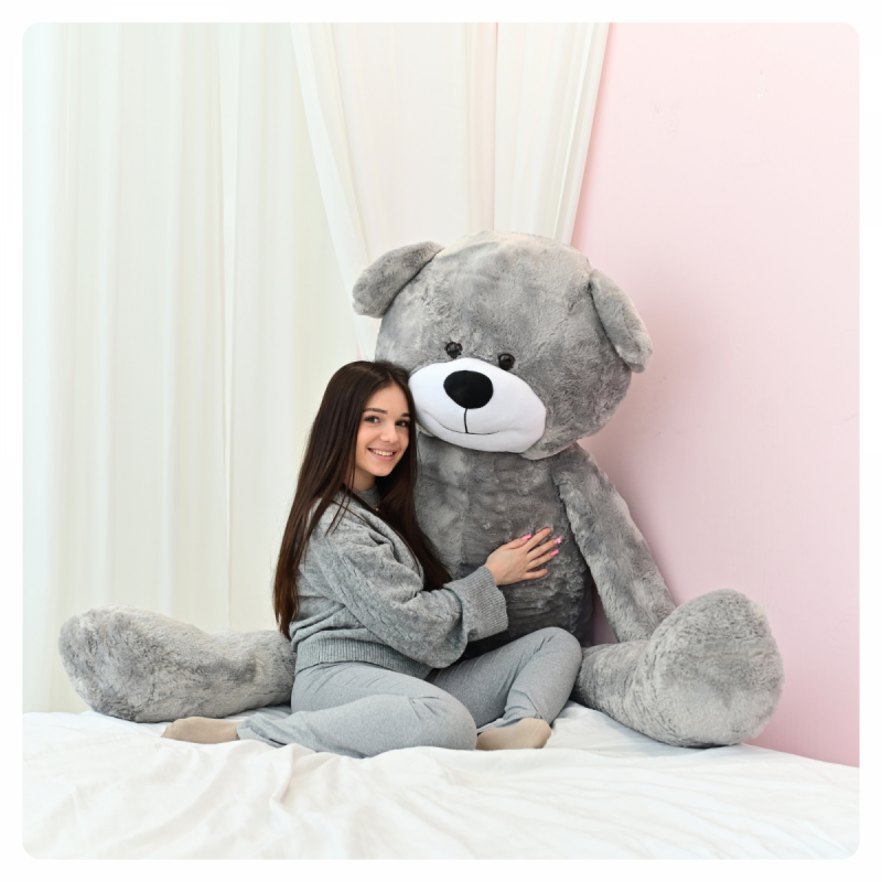 DUŻY MIŚ PLUSZOWY 220cm PLUSZAK MASKOTKA GIGANT - SZARY