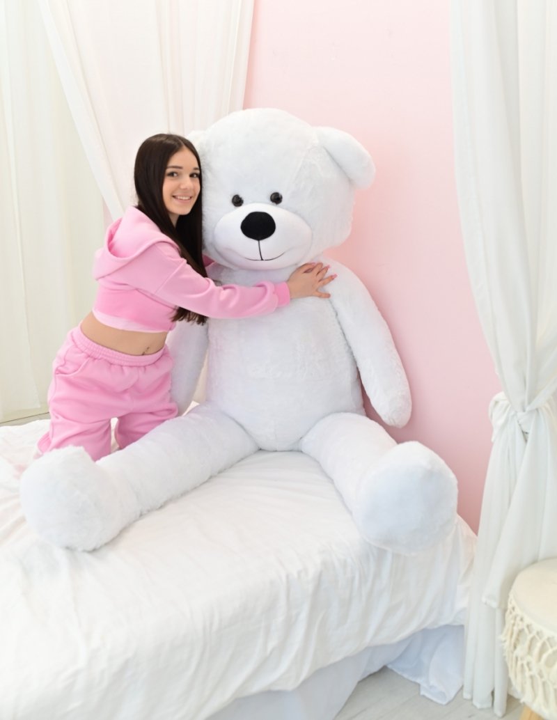 DUŻY MIŚ PLUSZOWY 220cm PLUSZAK MASKOTKA GIGANT - BIAŁY