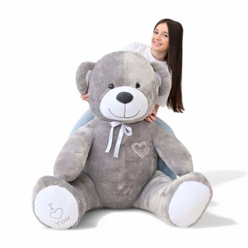 DUŻY MIŚ PLUSZOWY MASKOTKA GIGANT 190 cm  - SZARY