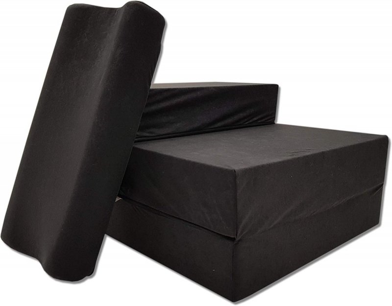 MATERAC TURYSTYCZNY SKŁADANY FOTEL 200x70x15cm - 2 w 1 CZARNY