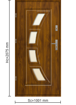 StalProdukt Drzwi Zewnętrzne Stalowe 55 mm grubości Wzór T20A Złoty Dąb