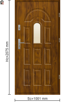 Stalprodukt Drzwi Zewnętrzne Stalowe 55 mm grubości T20S Złoty Dąb