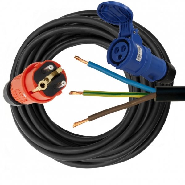 PRZEDŁUŻACZ KEMPINGOWY ADAPTER 10M 230V H05RR‑F (OW) 3x2,5 żo 300/500V