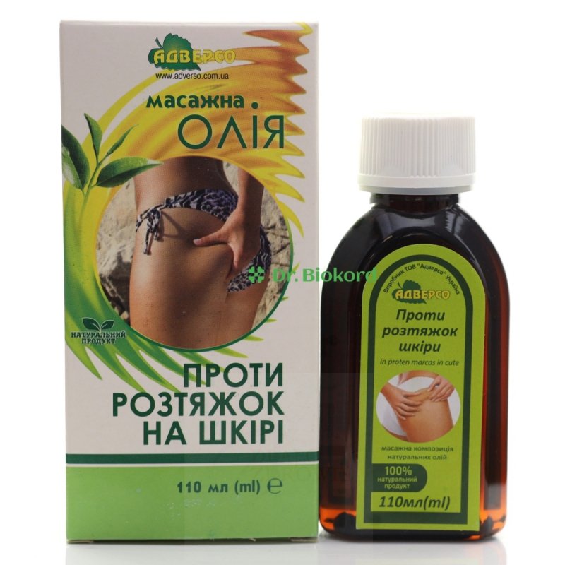 Naturalny Olej do Masażu Przeciw Rozstępom, Adverso, 110ml