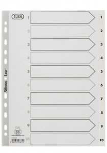 Przekładki numeryczne A4 1-10 białe PP 100204765 OXFORD