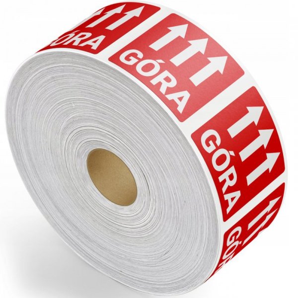 Etykieta ostrzegawcza &quot;GÓRA&quot; 55x55mm papierowa na roli (1000szt) BULK