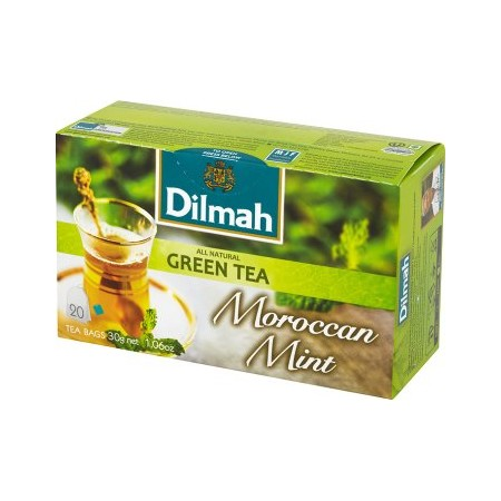 Herbata DILMAH (20 torebek) zielona z liśćmi mięty MOROCCAN GREEN TEA