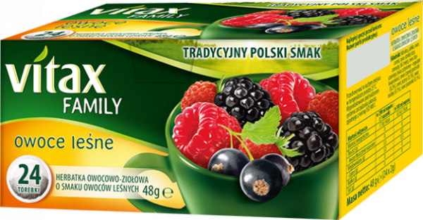 Herbata owocowo-ziołowa VITAX FAMILY (24 torebki bez zawieszki)48g Owoce Leśne