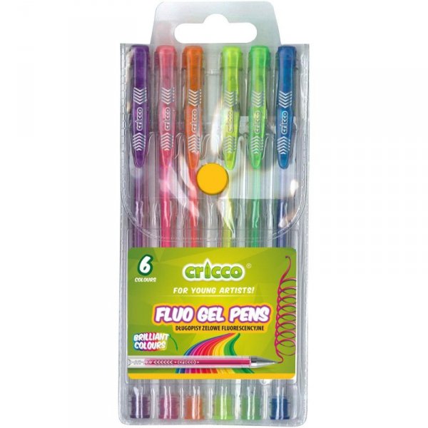 Długopis żelowy fluorescencyjny 6 kolorów CRICCO w etui CR816W6