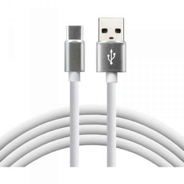 Kabel USB-A -&gt; USB-C 1m 3A silikonowy biały EVERACTIVE (CBS-1CW)