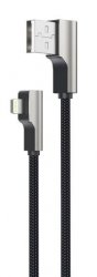 AUKEY CB-AL04 OEM kabel 90° Lightning - USB-A 1m MFi Apple kątowy wtyki 90 stopni nylonowy oplot czarny