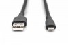 Digitus Kabel połączeniowy silikonowy USB-A - Lightning, USB 2.0 12W, certyfikat MFI, 0,5m Czarny
