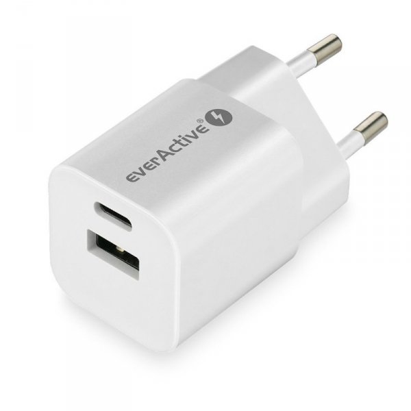 everActive Ładowarka USB/USB-C QC3.0 30W technologia GaN Biała