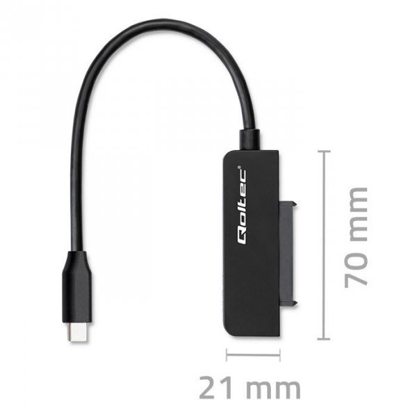 Qoltec Adapter SATA | Przejściówka na dysk SSD HDD 2.5&quot; | USB-C | Super speed 5Gb/s | 2TB