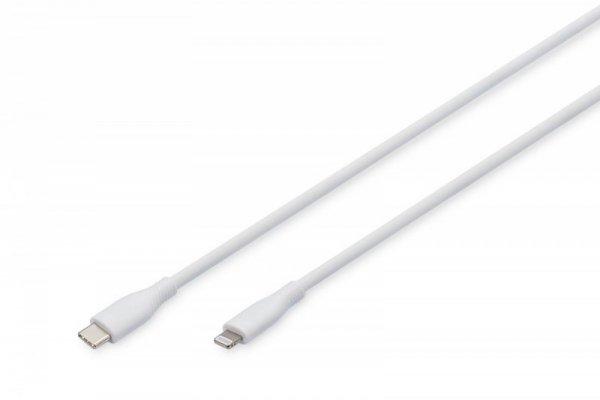 Digitus Kabel połączeniowy silikonowy USB-C - Lightning, USB 2.0 60W, certyfikat MFI, 2m Biały