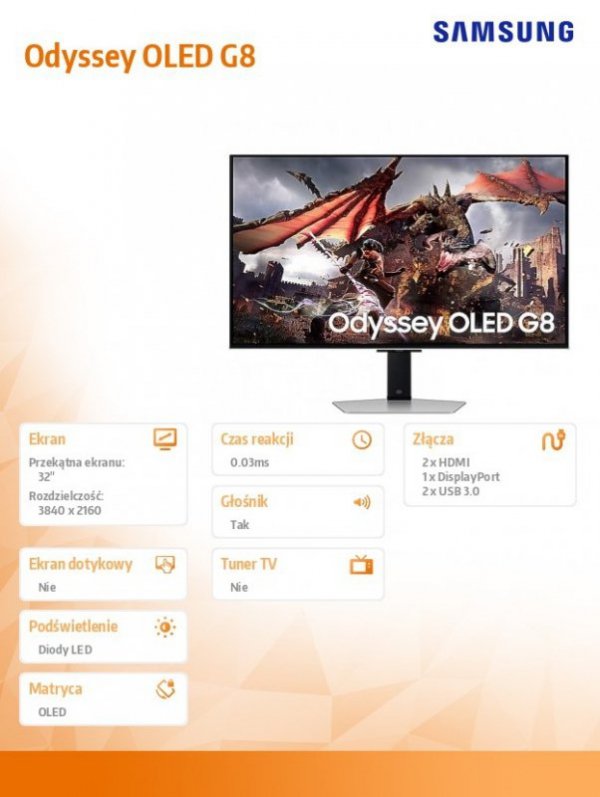 Samsung Monitor 32 cale LS32DG802SUXDU