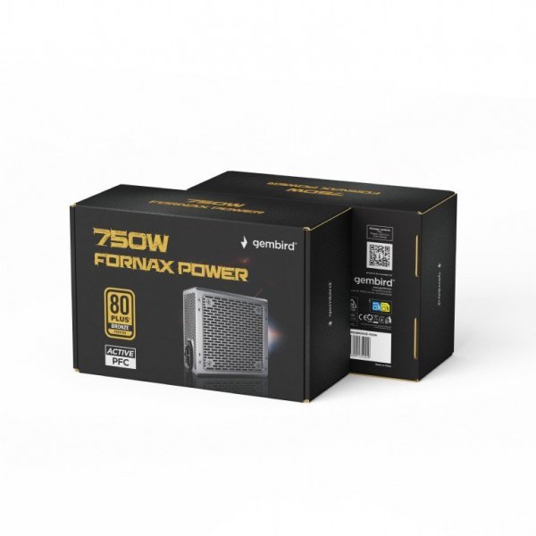 Gembird Zasilacz komputerowy Fornax Power 750W 80+Bronze aktywny PFC 120mm wentylator