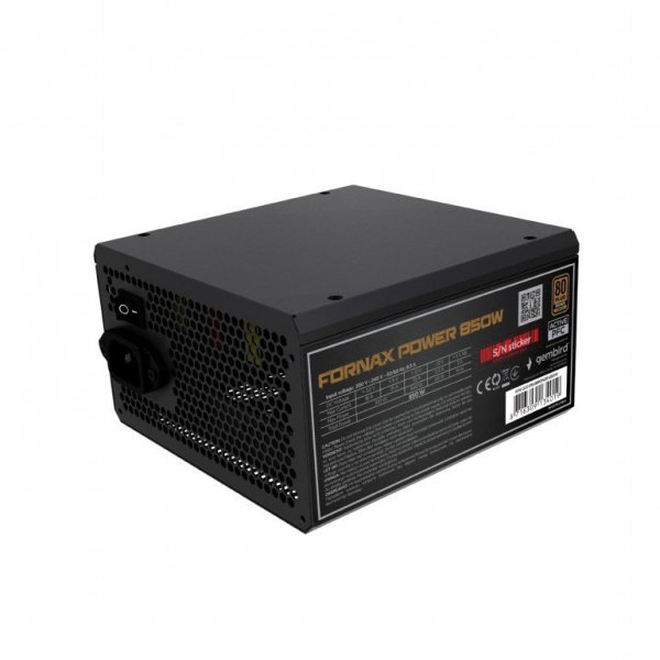 Gembird Zasilacz komputerowy Fornax Power 850W 80+Bronze aktywny PFC 120mm wentylator 10-pak