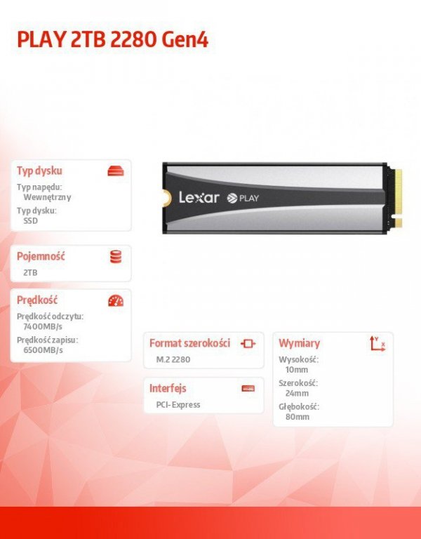 Lexar Dysk SSD PLAY 2TB 2280 Gen4 7400/6500MB/s
