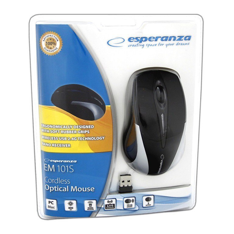 Esperanza Bezprzewodowa Mysz optyczna EM101S USB, 2,4 GHz, NANO odbiornik