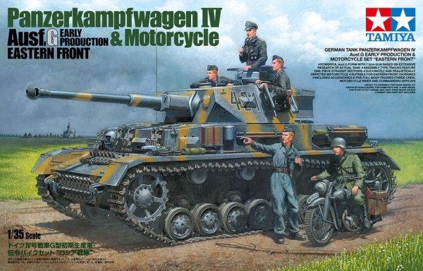 Tamiya 25209 1/35 German Tank Panzerkampfwagen IV Ausf.G Early Production &amp; Motorcycle Set &quot;Eastern Front&quot;