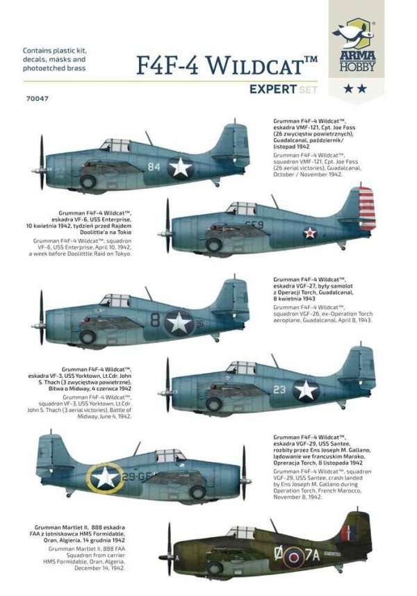 Arma Hobby 70047 F4F-4 Wildcat - Expert Set 1/72
