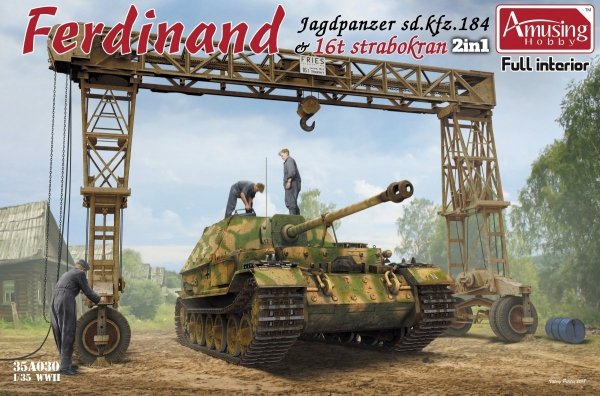 Amusing 35A030 Sd.Kfz.184 Ferdinand & 16t Strabokran w/ Full Interior/Clear Roof Parts