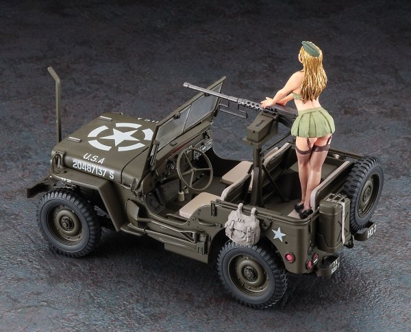 Hasegawa SP483-52283 1/4 ton 4x4 Utility Truck (Cal. 50 M2 Machine Gun) w/Blond Gir's Figure 1/24