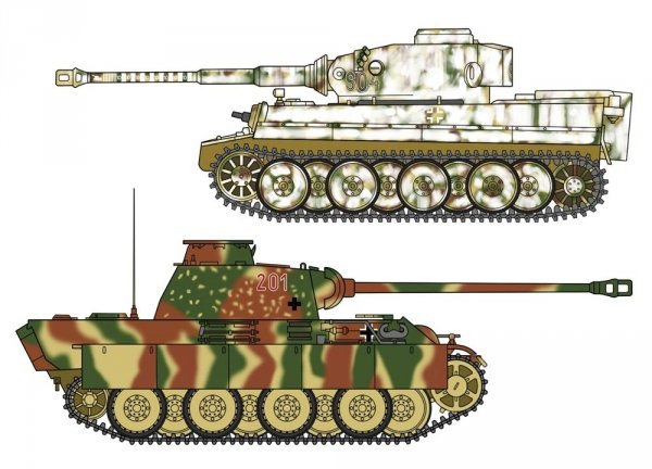 Hasegawa 30067 Tiger I &amp;  Panther G &quot;German Army Main Battle Tank Combo&quot; 2 Kits 1/72