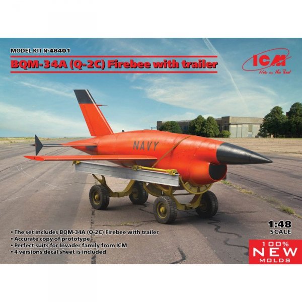 ICM 48401 BQM-34A (Q-2C) Firebee with trailer (1 airplane and trailer) 1/48