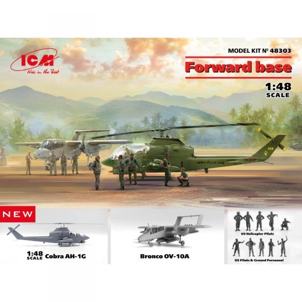 ICM 48303  Forward base Cobra AH-1G + Bronco OV-10A with US Pilots &amp; Ground Personnel and US Helicopter Pilots 1/48