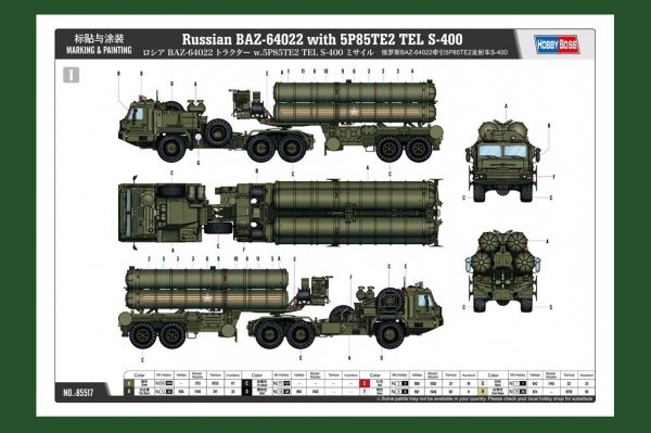Hobby Boss 85517 48N6E of 5P85TE2 TEL with BAZ 1/35