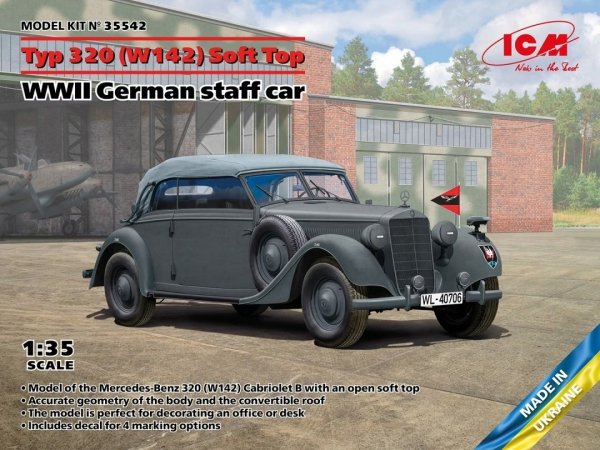 ICM 35542 Typ 320 (W142) Soft Top WWII German Staff Car 1/35