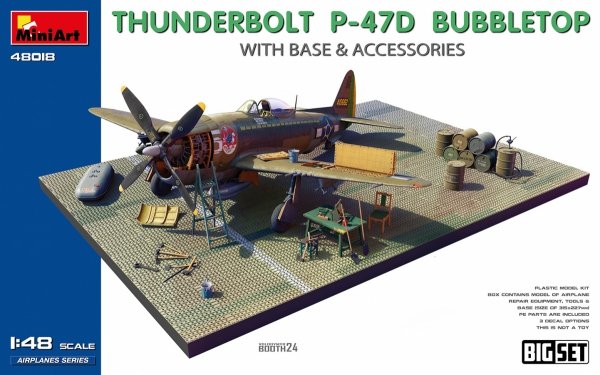 Mini Art 48018 Thunderbolt P-47D Bubbletop with Base &amp; Accessories 1/48