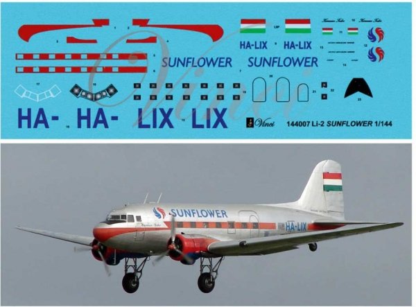 Big Model Vinci 144007 Kalkomania Li-2 &quot;Sunflower&quot; 1/144