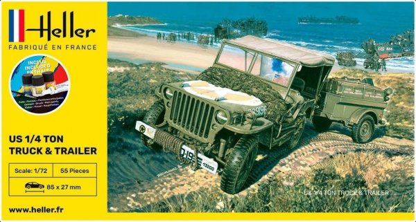 Heller 56997 Starter Set - Jeep Willys z przyczepą