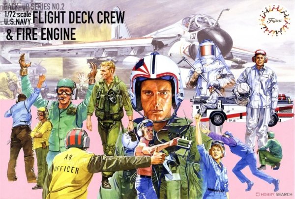 Fujimi 723464 1/72 FDC-2 U.S. Navy Flight Deck Crew &amp; Fire Engine