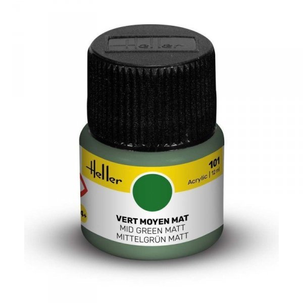 Heller Acrylic Paint 101 Mid Green Matt 12 ml