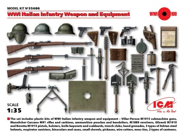Icm 35686 WWI Italian Infantry And Equipment