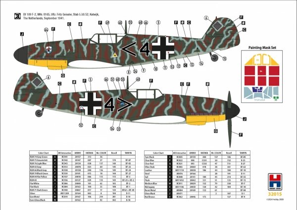 Hobby 2000 32015 Bf 109 F-2 Western Front 1/32 (Hasegawa+Cartograf)