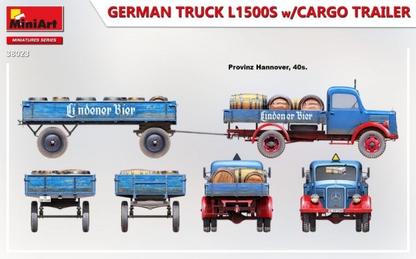 Mini Art 38023 German Truck L1500S w/Cargo Trailer 1/35