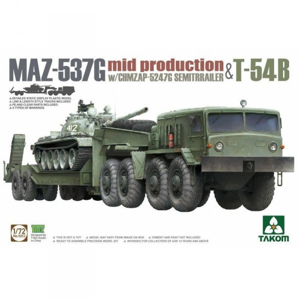 Takom 5013 MAZ-537G  w/ChMZAP-5247G Semi-trailer mid production & T-54B