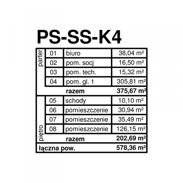 Projekt warsztatu samochodowego PS-SS-K4 pow. 578.00 m2
